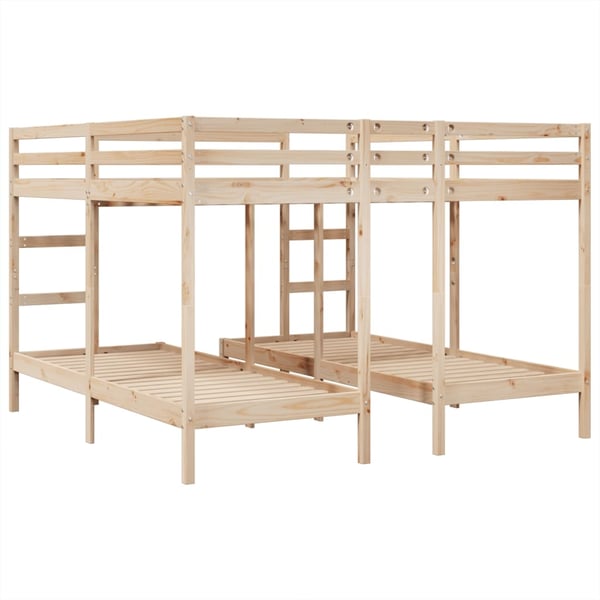 vidaXL tredobbelt køjeseng 200x200/80x200 cm massivt fyrretræ