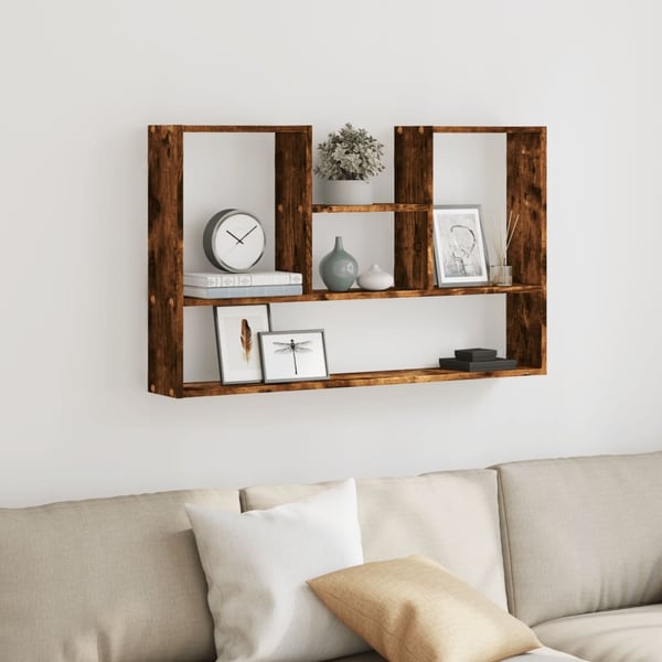 vidaXL Vegghylle røkt eik 99x15x60 cm konstruert tre