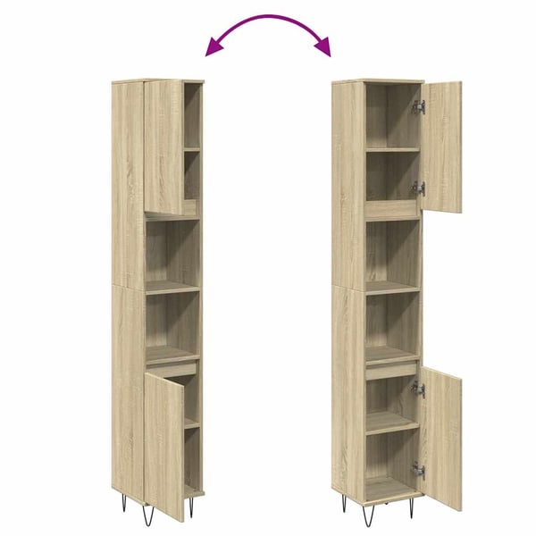 vidaXL Baderomsskap sonoma eik 30x30x190 cm konstruert tre