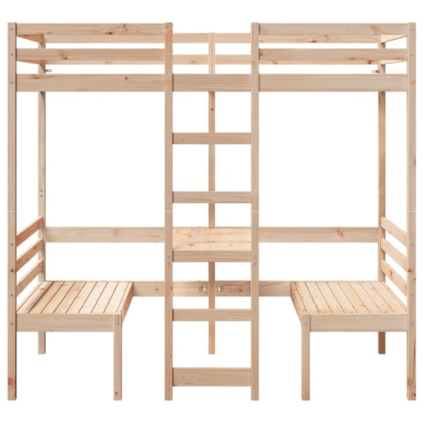 vidaXL Ramme for loftseng skrivebord og stoler 75x190 cm heltre furu
