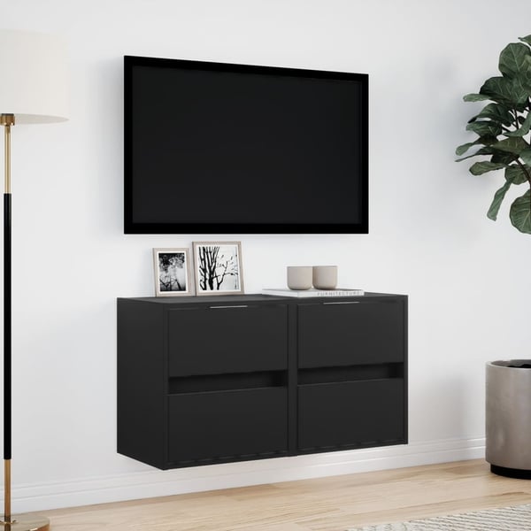 vidaXL TV-seinäkaapit LED-valoilla 2 kpl musta 41x31x45 cm