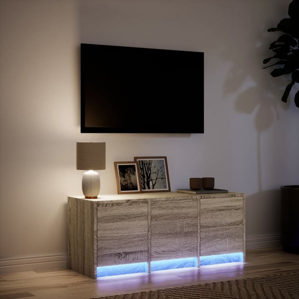 vidaXL TV-benk med LED sonoma eik 97x34x40 cm konstruert tre