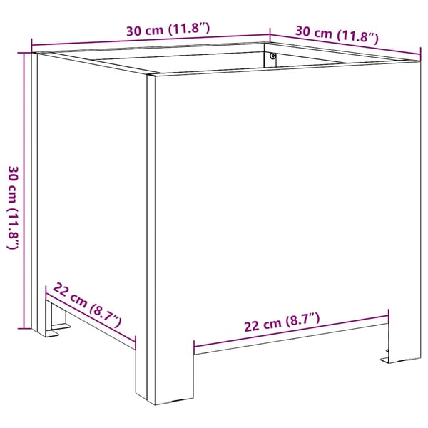 vidaXL Plantekasse 30x30x30 cm galvanisert stål
