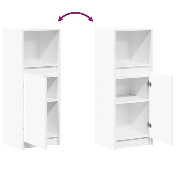 vidaXL Skjenk med LED hvit 38x34x100 cm konstruert tre