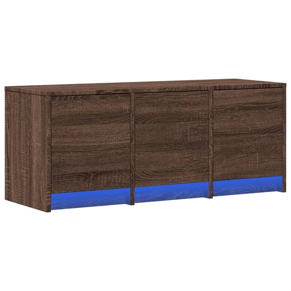 vidaXL TV-benk med LED brun eik 97x34x40 cm konstruert tre