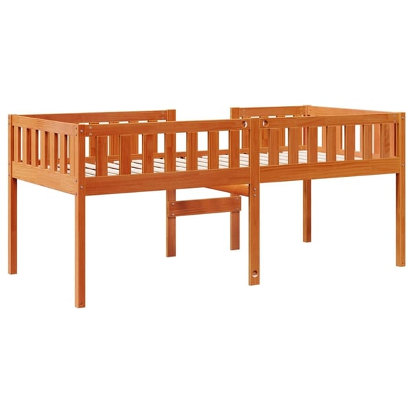 vidaXL Barneseng med madrass voksbrun 90x200 cm heltre furu