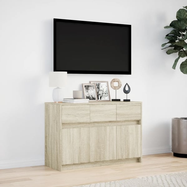 vidaXL TV-benk med LED sonoma eik 91x34x61 cm konstruert tre