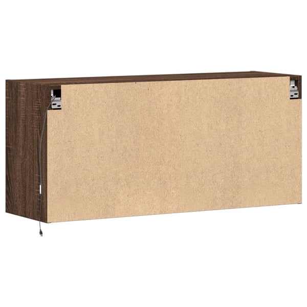 vidaXL Vegghengt TV-benk med LED brun eik 100x31x45 cm