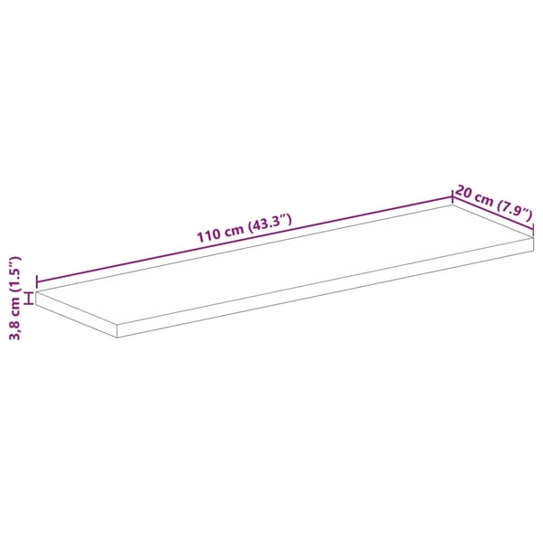 vidaXL Bordplate 110x20x3,8 cm rektangulær heltre mango
