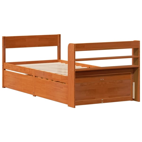 vidaXL Sengeramme uten madrass voksbrun 75x190 cm heltre furu