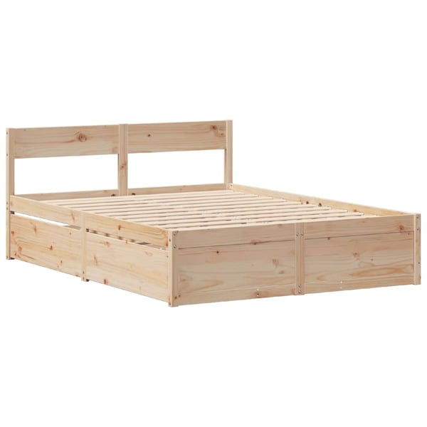 vidaXL Sengeramme uten madrass hvit 135x190 cm heltre furu