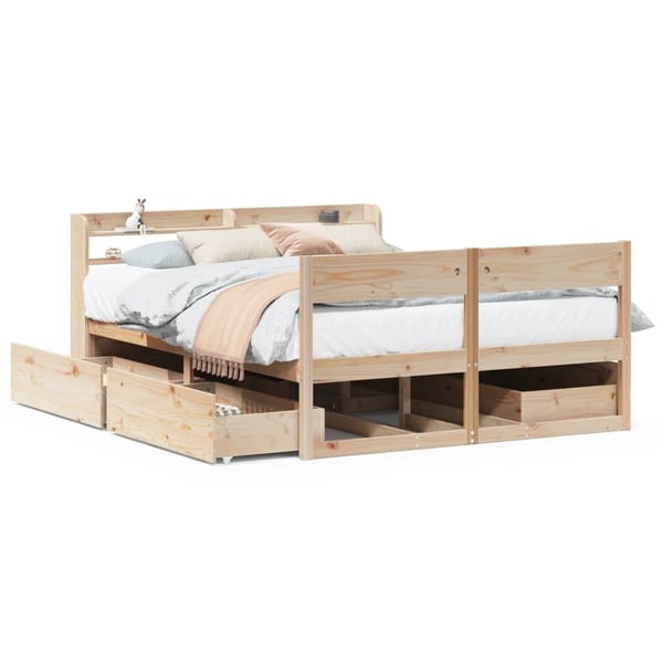 vidaXL Sengeramme uten madrass hvit 135x190 cm heltre furu