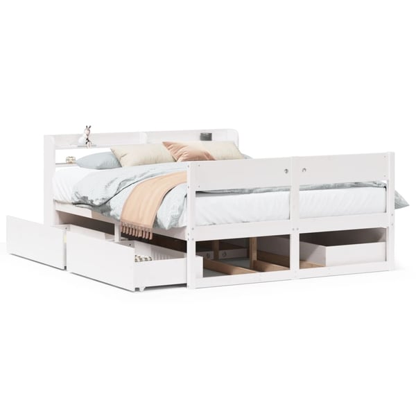 vidaXL Sengeramme uten madrass hvit 120x190 cm heltre furu