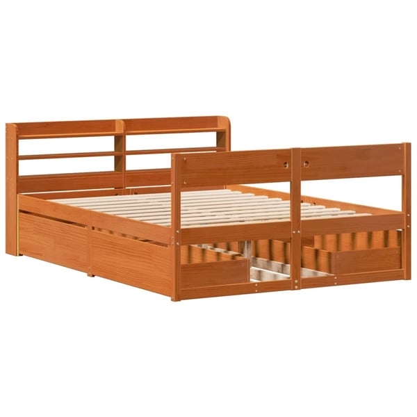 vidaXL Sengeramme uten madrass voksbrun 140x200 cm heltre furu