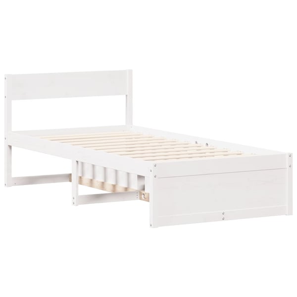 vidaXL Sengeramme uten madrass hvit 75x190 cm heltre furu