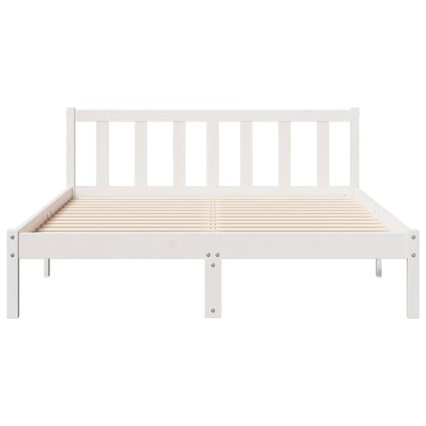 vidaXL Sängynrunko erikoispitkä ei patjaa valk. 160x210 cm täysi mänty