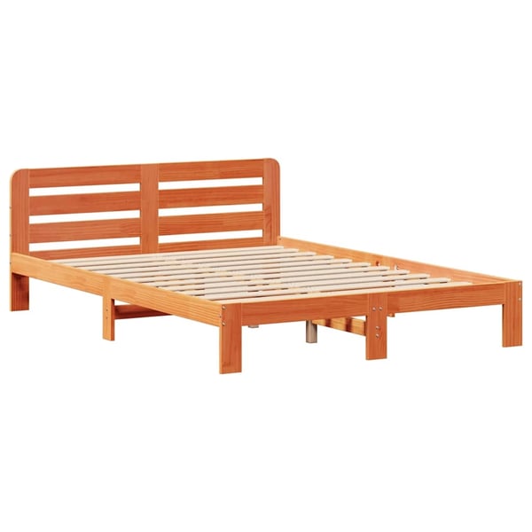 vidaXL Sengeramme uten madrass voksbrun 140x200 cm heltre furu