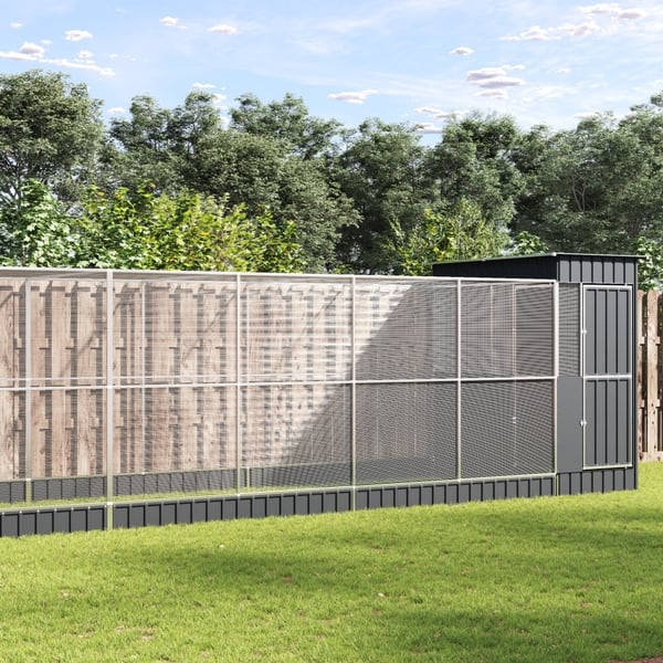 vidaXL Voliere med forlengelse sølv 1244x203x216 cm stål