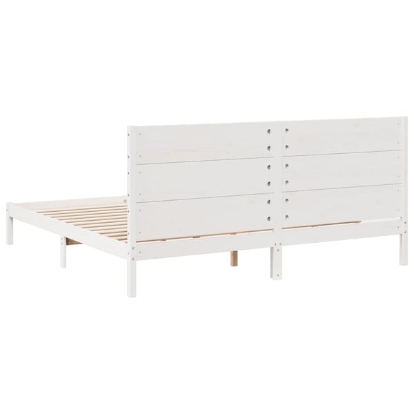 vidaXL Sängynrunko erikoispitkä ei patjaa valk. 200x220 cm massiivipuu