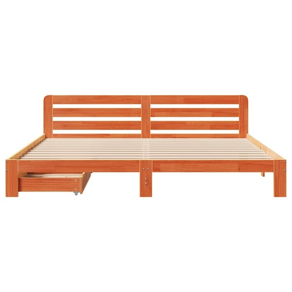 vidaXL Sengeramme uten madrass voksbrun 180x200 cm heltre furu