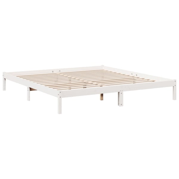 vidaXL Sängynrunko erikoispitkä ei patjaa valk. 180x210 cm täysi mänty