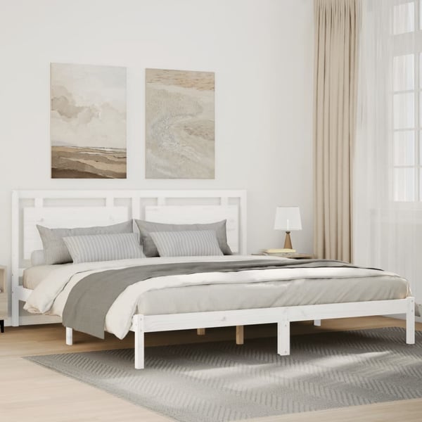 vidaXL Ekstra lang sengeramme uten madrass hvit 200x220 cm heltre