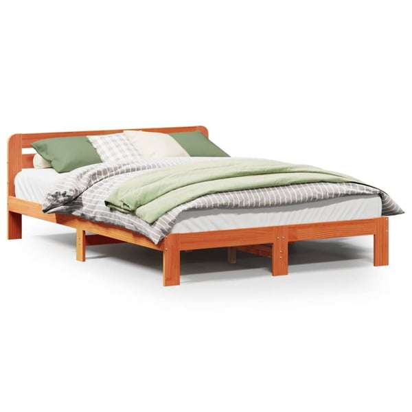 vidaXL Sengeramme uten madrass voksbrun 160x200 cm heltre furu