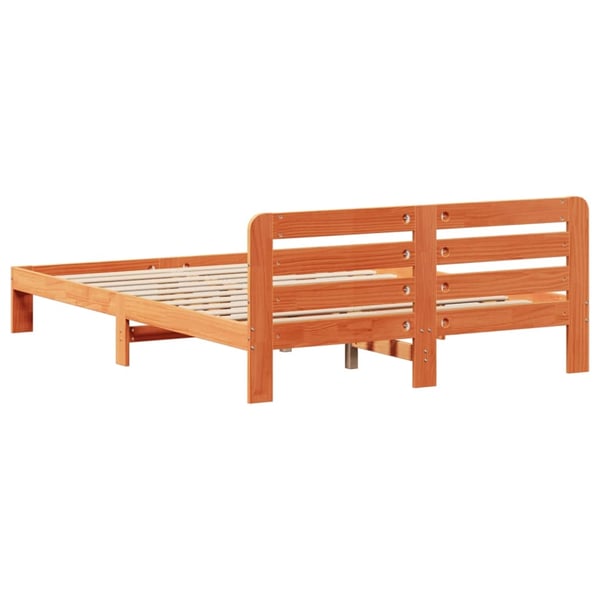 vidaXL Sengeramme uten madrass voksbrun 140x200 cm heltre furu
