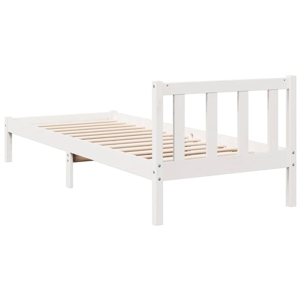 vidaXL Sängynrunko erikoispitkä ei patjaa valk. 100x210 cm täysi mänty