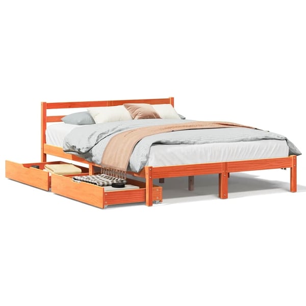 vidaXL sengeramme uden madras 120x190 cm massivt fyrretræ gyldenbrun