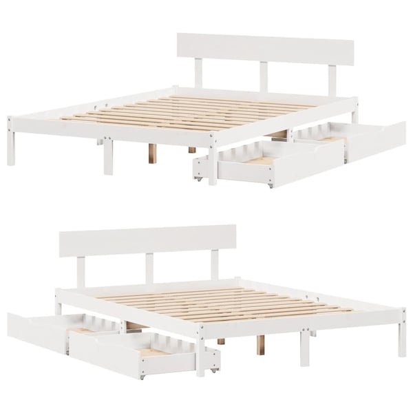 vidaXL Sengeramme uten madrass hvit 135x190 cm heltre furu