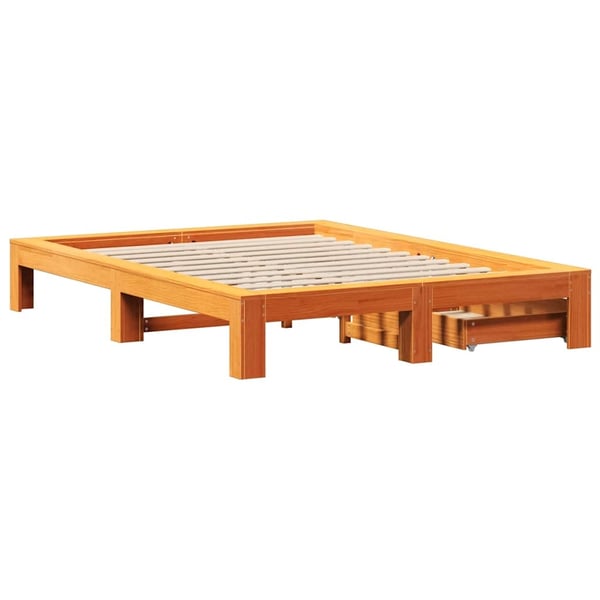 vidaXL Sengeramme uten madrass voksbrun 160x200 cm heltre furu