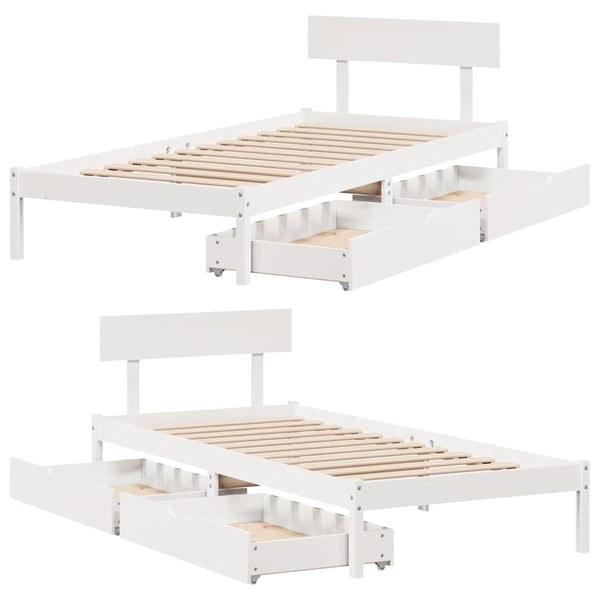 vidaXL Sengeramme uten madrass hvit 90x190 cm heltre furu