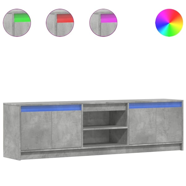 vidaXL TV-benk med LED betonggrå 180x34x50 cm konstruert tre