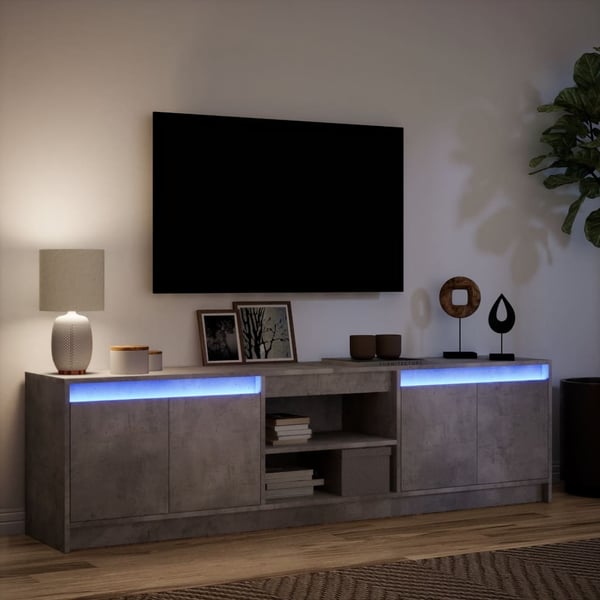 vidaXL TV-benk med LED betonggrå 180x34x50 cm konstruert tre