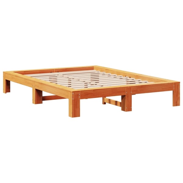 vidaXL Sengeramme uten madrass voksbrun 140x190 cm heltre furu
