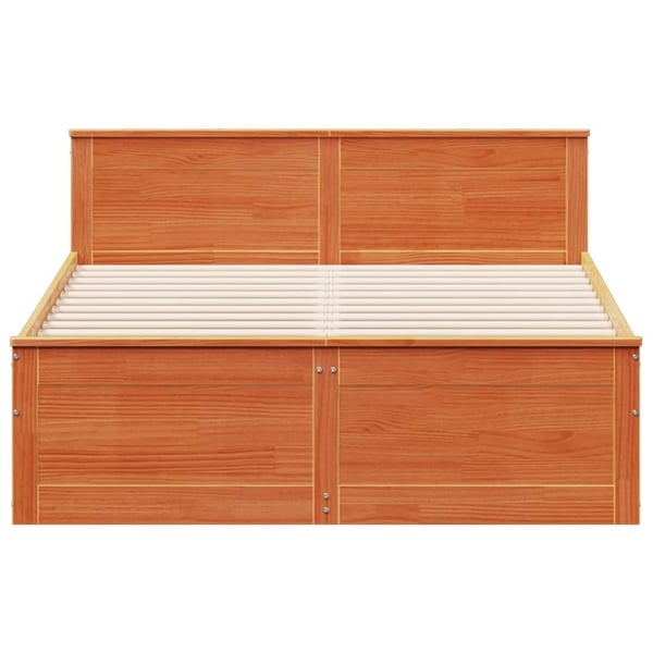 vidaXL Sengeramme uten madrass med hodegavl brun 140x190cm heltre furu