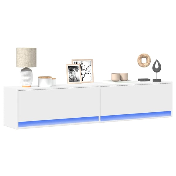 vidaXL TV-seinäkaappi LED-valoilla valkoinen 180x31x38 cm