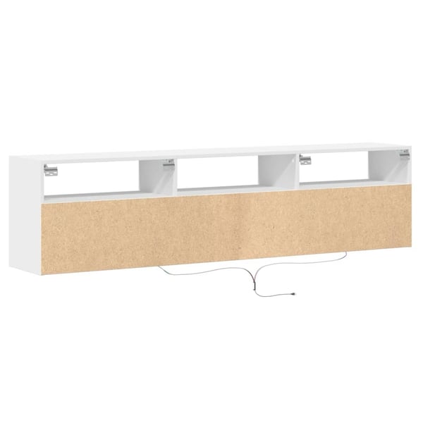 vidaXL Vegghengt TV-benk med LED hvit 180x31x45 cm