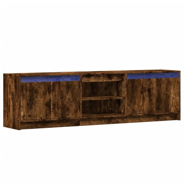 vidaXL tv-bord m. LED-lys 180x34x50 cm konstrueret træ røget eg
