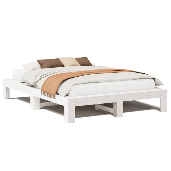 vidaXL Sengeramme uten madrass hvit 140x200 cm heltre furu