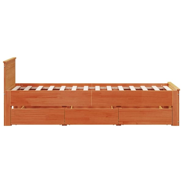 vidaXL Sengeramme uten madrass med hodegavl brun 100x200cm heltre furu