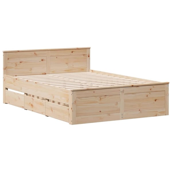 vidaXL Sengeramme uten madrass med hodegavl hvit 150x200cm heltre furu