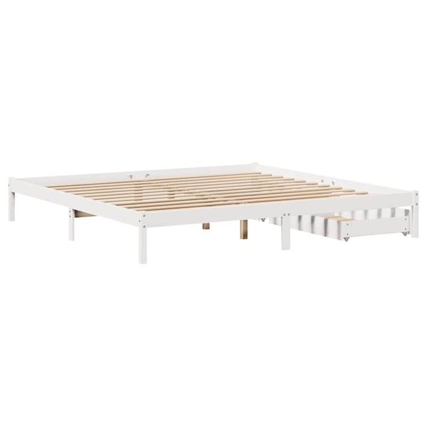 vidaXL Sengeramme med madrass hvit 200x200 cm heltre furu