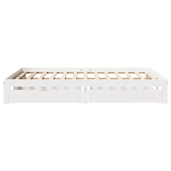 vidaXL Sengeramme med skuffer hvit 140x190 cm heltre furu
