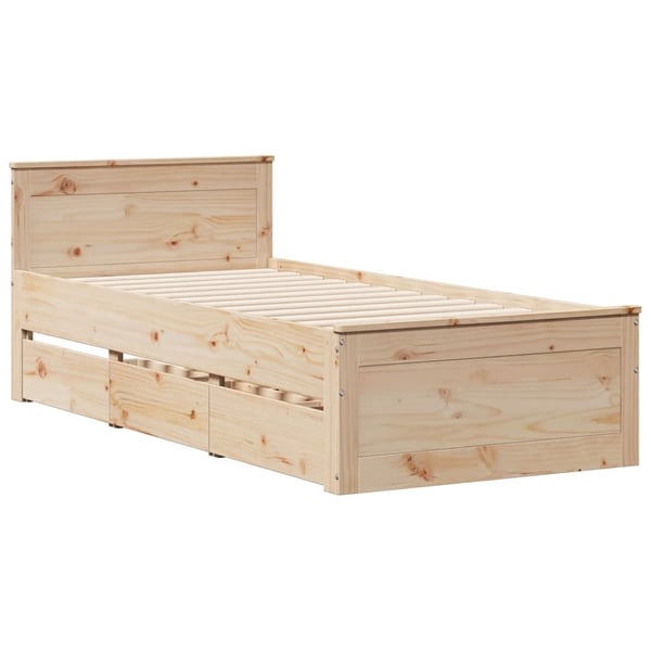vidaXL Sengeramme uten madrass med hodegavl 75x190 cm heltre furu