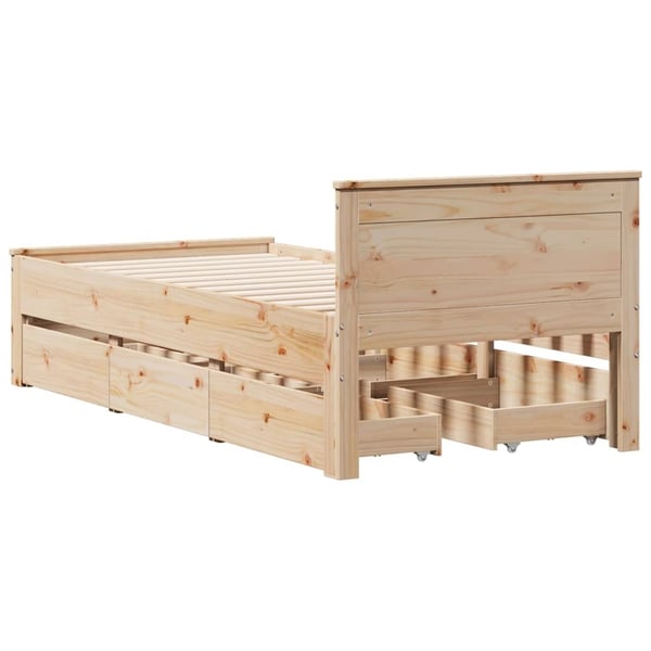 vidaXL Sengeramme uten madrass med hodegavl 75x190 cm heltre furu