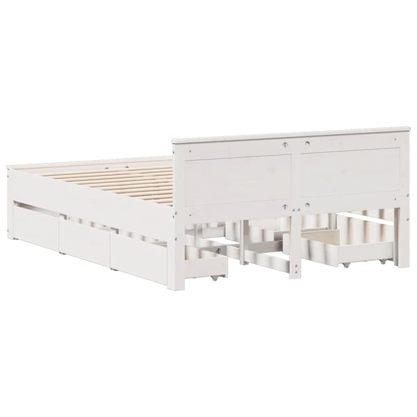 vidaXL Sengeramme uten madrass med hodegavl hvit 140x200cm heltre furu