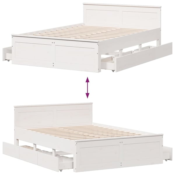 vidaXL Sengeramme uten madrass med hodegavl hvit 140x200cm heltre furu