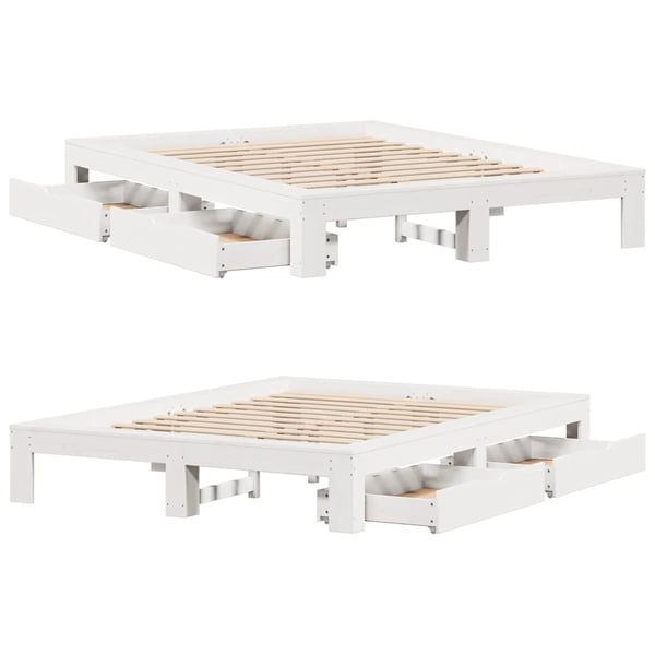 vidaXL Sengeramme uten madrass hvit 140x190 cm heltre furu